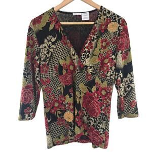 East 5th Womens Vintage Y2K Whimsigoth Fairy Grunge Mesh Babydoll Floral Top M